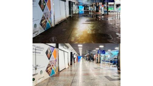 Limpeza do Aeroporto Internacional Salgado Filho, em Porto Alegre, após enchentes no Rio Grande do Sul