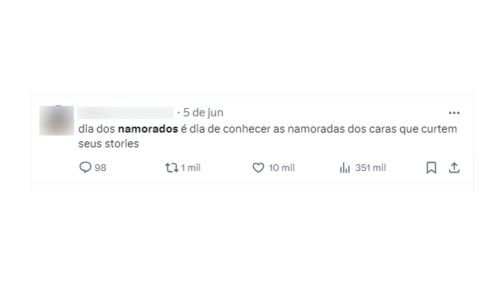 Prints de memes sobre o Dia dos Namorados retirados do X, antigo Twitter