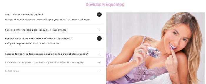 Site da marca da influenciadora contraindica consumo do produto por crianças