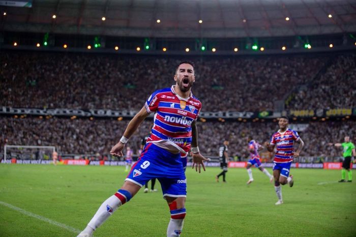 Lucero comemora gol do Fortaleza na final do Cearense contra o Fortaleza