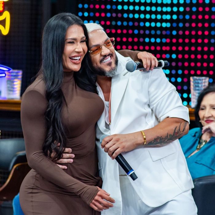 Belo e Gracyanne se reencontram no 'Domingão com Huck'