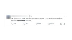 Prints de memes sobre o Dia dos Namorados retirados do X, antigo Twitter