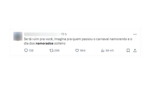 Prints de memes sobre o Dia dos Namorados retirados do X, antigo Twitter