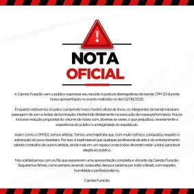 Nota oficial do grupo Carreta Furacão