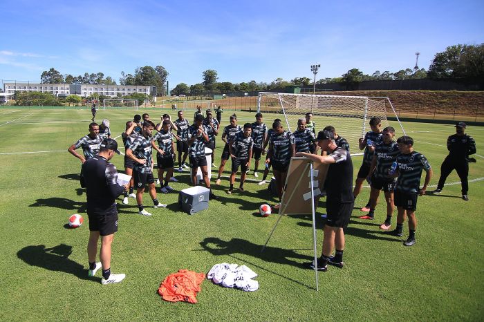 Tiago Nunes orientando o elenco alvinegro nos primeiros dias de trabalho de 2024
