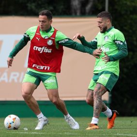 Treino do Palmeiras: Estevão, Felipe Anderson e Zé Rafael trabalham antes de encarar Botafogo pela Libertadores