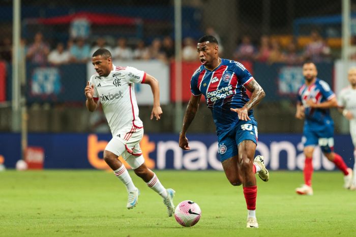 Jean Lucas durante a partida entre Bahia e Flamengo, na Arena Fonte Nova, pelo Brasileirão