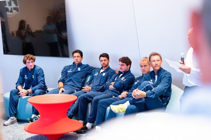João Fonseca, Marcelo Melo, Matheus Pucinelli, Thiago Wild, Rafa Matos e o treinado Jaime Oncis