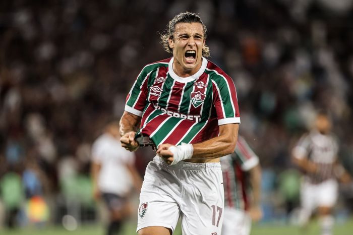 Fluminense x Lanús: Canobbio vibra com o gol no Maracanã