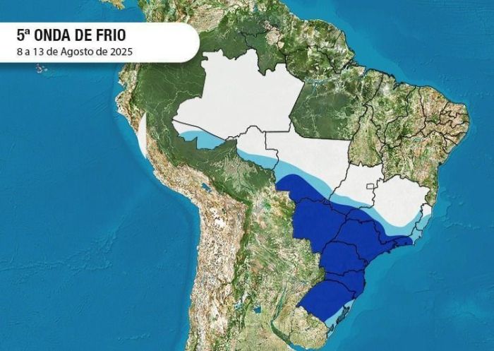 Nova onda de frio no Brasil – 5º episódio de 08 a 13 de agosto. 