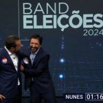 Nunes e Boulos se abraçam durante debate e tiram risos da plateia