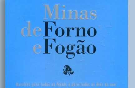 A primeira foto é a capa do Livro "Minas de Forno e Fogão – Receitas para todas as festas e para todos os dias do ano", de Maria Stella Libânio Christo. O livro tem capa azul e é possível ver seu nome em letras em preto e cinza. A segunda foto é um registro da escritora. Uma mulher branca, já idosa, com cabelos brancos, vestindo um casaco também branco e um cachecol.