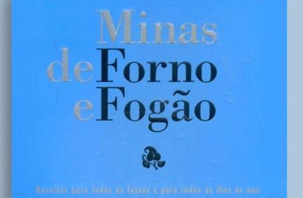 A primeira foto é a capa do Livro "Minas de Forno e Fogão – Receitas para todas as festas e para todos os dias do ano", de Maria Stella Libânio Christo. O livro tem capa azul e é possível ver seu nome em letras em preto e cinza. A segunda foto é um registro da escritora. Uma mulher branca, já idosa, com cabelos brancos, vestindo um casaco também branco e um cachecol.