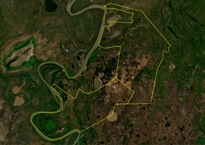 Mapa diviulgado pela PF mostra o recorte da área que pertence à União e a devastação provocada pela pecuária ilegal na área Mapa diviulgado pela PF mostra o recorte da área que pertence à União e a devastação provocada pela pecuária ilegal na área