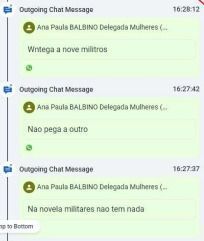 Prints mostram mensagens entre Renê Júnior e a mulher, Ana Paula