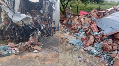 BR-262 batida entre carreta e caminhões deixa um morto em Minas; vídeo