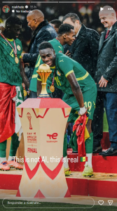 Stories do zagueiro da seleção do Senegal • Reprodução/Instagram niakhate