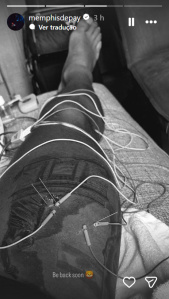 Memphis Depay se recupera de um estiramento na coxa direita