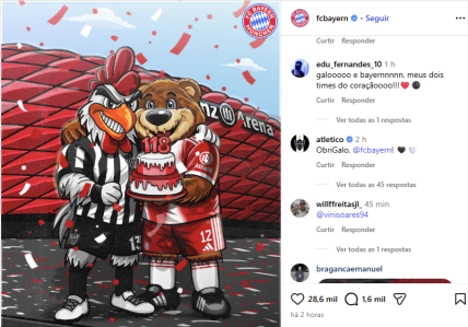 Post de parabéns do Bayern de Munique ao Atlético •