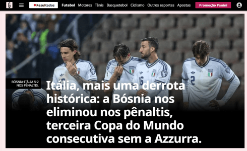 Capa da Gazzeta dello Sport • Reprodução