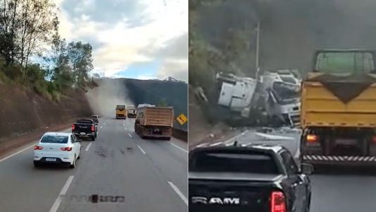 Carreta com mexericas cai em ribanceira e interdita BR-381 na Grande BH