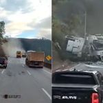 Carreta com mexericas cai em ribanceira e interdita BR-381 na Grande BH