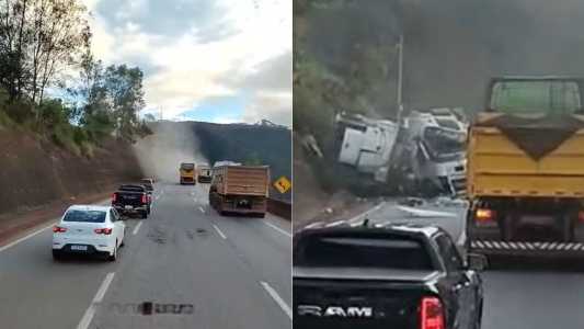 Carreta com mexericas cai em ribanceira e interdita BR-381 na Grande BH