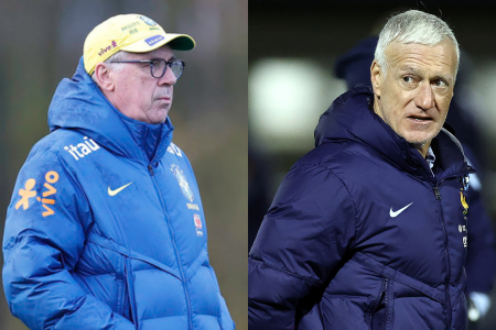 Carlo Ancelotti, técnico do Brasil, Didier Deschamps, técnico da França