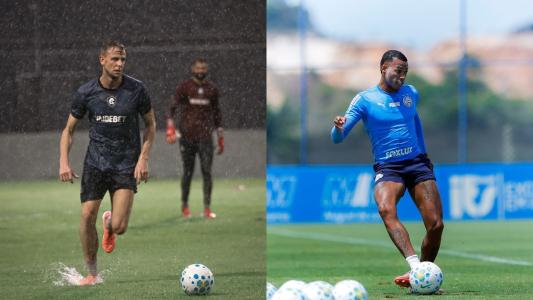 William Klaus, do Remo, e Jean Lucas, do Bahia, durante treino das equipes