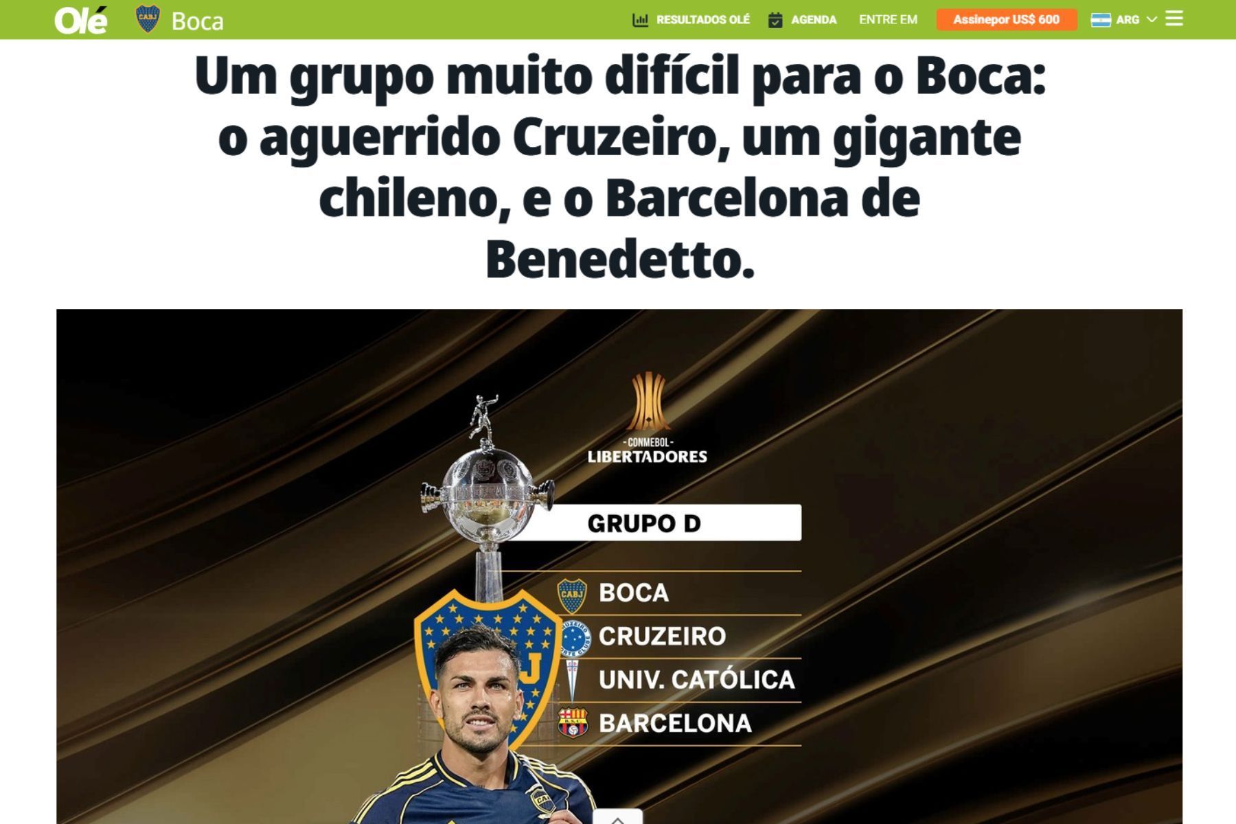 Imprensa argentina repercute sorteio da Libertadores e se rende ao Cruzeiro