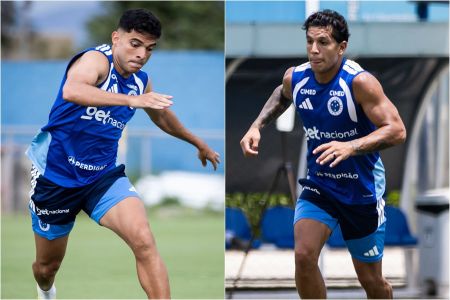 Bruno Rodrigues e Lucas Romero em ação pelo Cruzeiro • Gustavo Aleixo/Cruzeiro