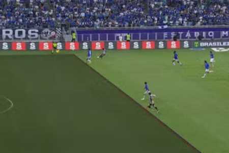 Impedimento marcado no gol do Álvaro Barreal, atacante do Santos