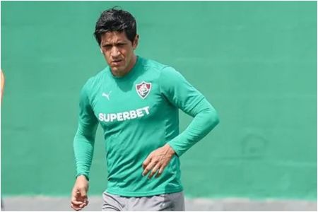 Germán Cano em treino pelo Fluminense
