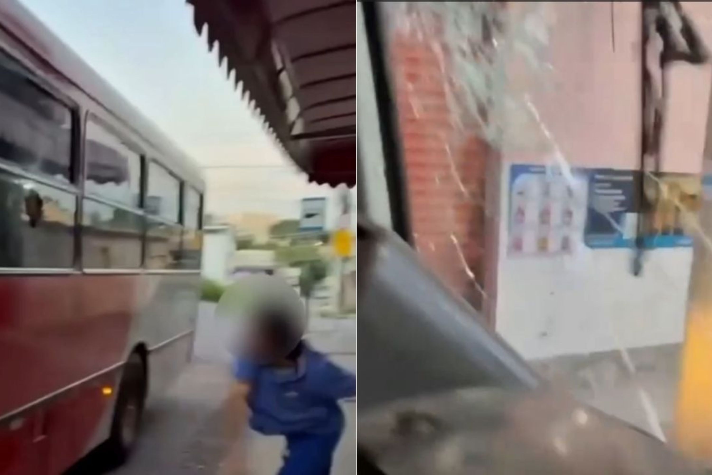 Vídeo: homem apedreja ônibus e agride motorista em Betim após acidente