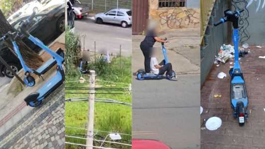 Jovens escondem patinetes em mata e expõem uso irregular em BH; vídeo • Imagens cedidas à Itatiaia