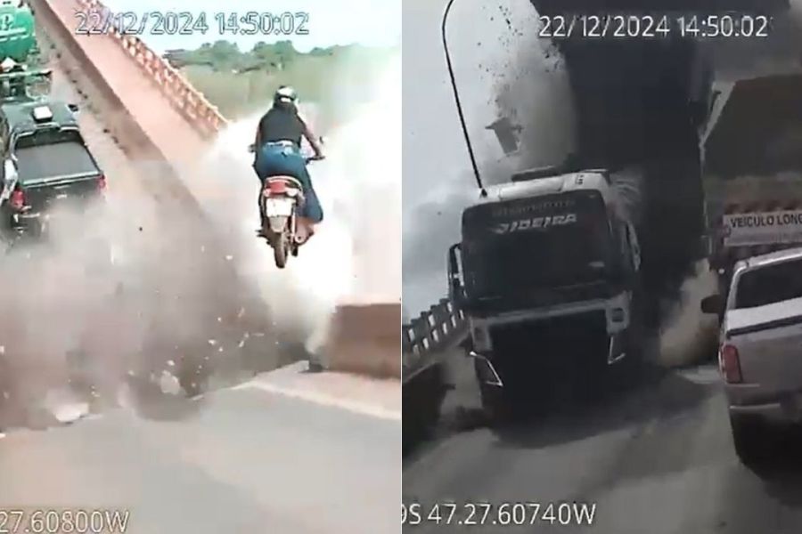 Novas imagens mostram moto voando em tragédia de ponte entre TO e MA; veja