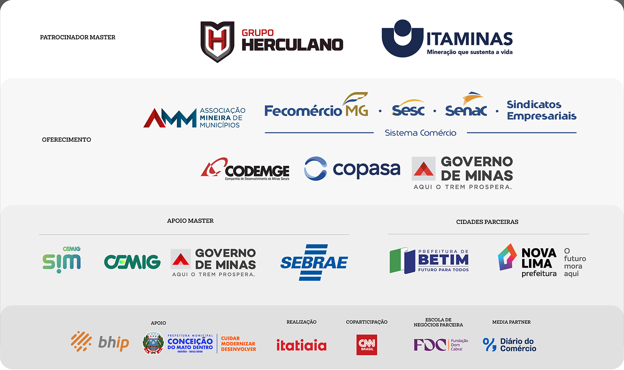 Patrocinadores, apoiadores e parceiros do Eloos Itatiaia: Grupo Herculano, Itaminas, AMM, Fecomércio MG, Codemge, Copasa, Governo de Minas, Cemig SIM, Sebrae, Prefeitura de Betim, Prefeitura de Nova Lima, BHIP, Conceição do Mato Dentro, Itatiaia, CNN Brasil, FDC, Diário do Comércio
