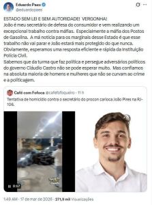 Secretário do Rio sofre tentativa de assalto com fuzis em rodovia • Foto: Reprodução | Redes Sociais