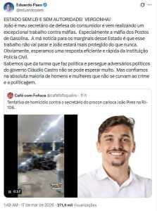 Secretário do Rio sofre tentativa de assalto com fuzis em rodovia • Foto: Reprodução | Redes Sociais