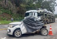 Motorista de carro morre em acidente com carreta cegonha na BR-381, em MG