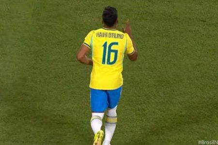Kaiki Bruno estreou pela Seleção Brasileira contra a Croácia, nesta terça-feira (31) • Reprodução/getv