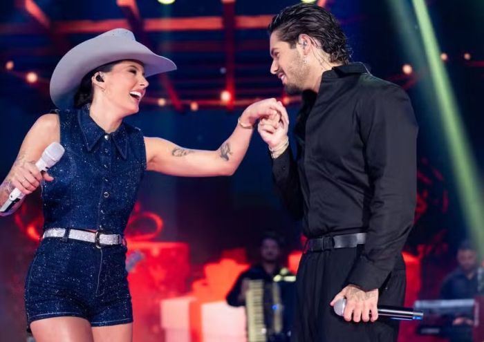 Ana Castela e Zé Felipe juntos no 'Natal da Boiadeira'