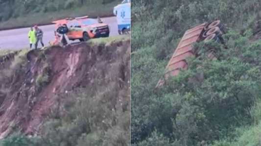 Motorista morreu após o veículo cair em barranco na BR-040, em Itabirito