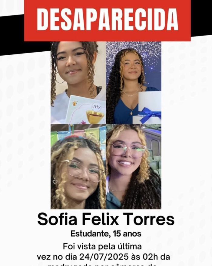 Sofia Felix Torres teria fugido de casa, segundo a mãe, Sofia Felix.