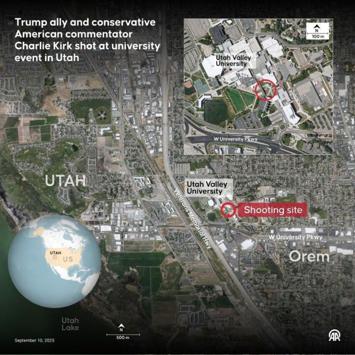 Local onde o ativista de direita, Charlie Kirk, foi baleado e morto 