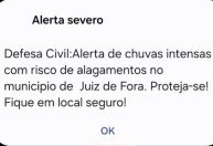 Defesa Civil renova alerta severo de chuvas para Juiz de Fora