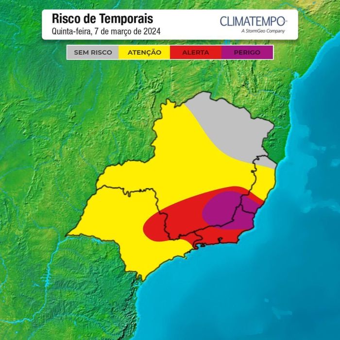 Risco de temporal na Região Sudeste para esta quinta-feira (7)