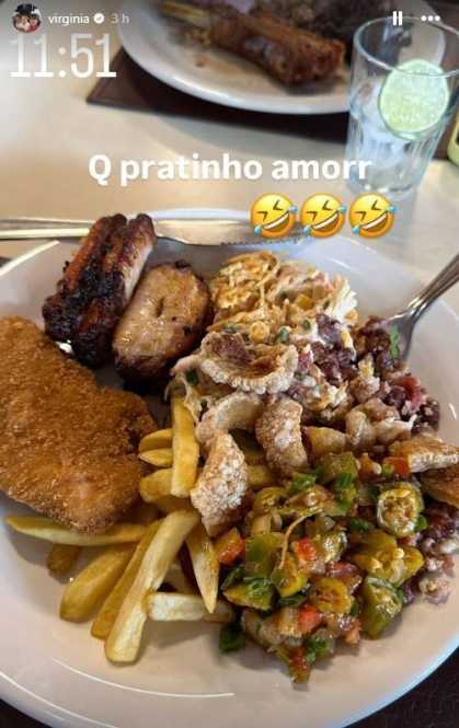 Virginia Fonseca almoçou comida mineira