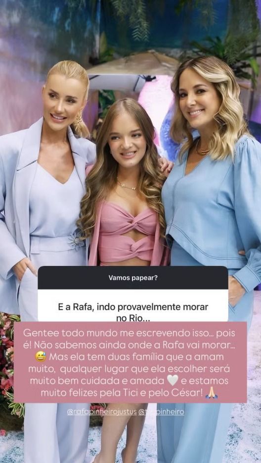 Ana Paula falou sobre a possível mudança de Rafa Justus para o RJ Ana Paula falou sobre a possível mudança de Rafa Justus para o RJ