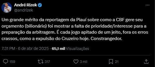 André Rizek, apresentador do canal Sportv, não mediu palavras para criticar a entidade que comanda o futebol no Brasil André Rizek, apresentador do canal Sportv, não mediu palavras para criticar a entidade que comanda o futebol no Brasil